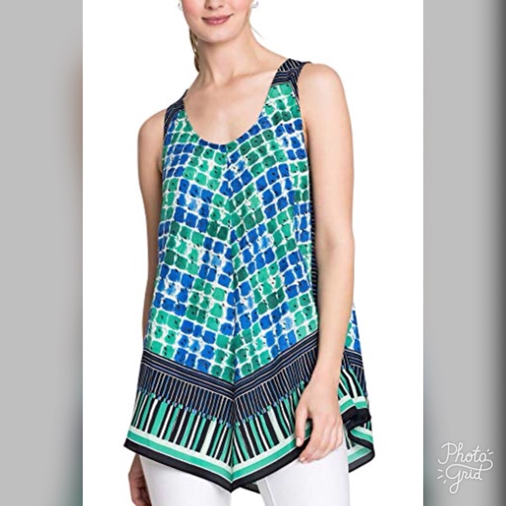 Nic & Zoe Deja Vu Printed Silk Blend Tank Top